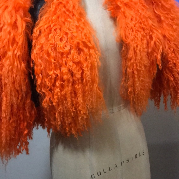 Krizia Orange Mongolian Fur Bolero Jacket - Picture 3 of 8